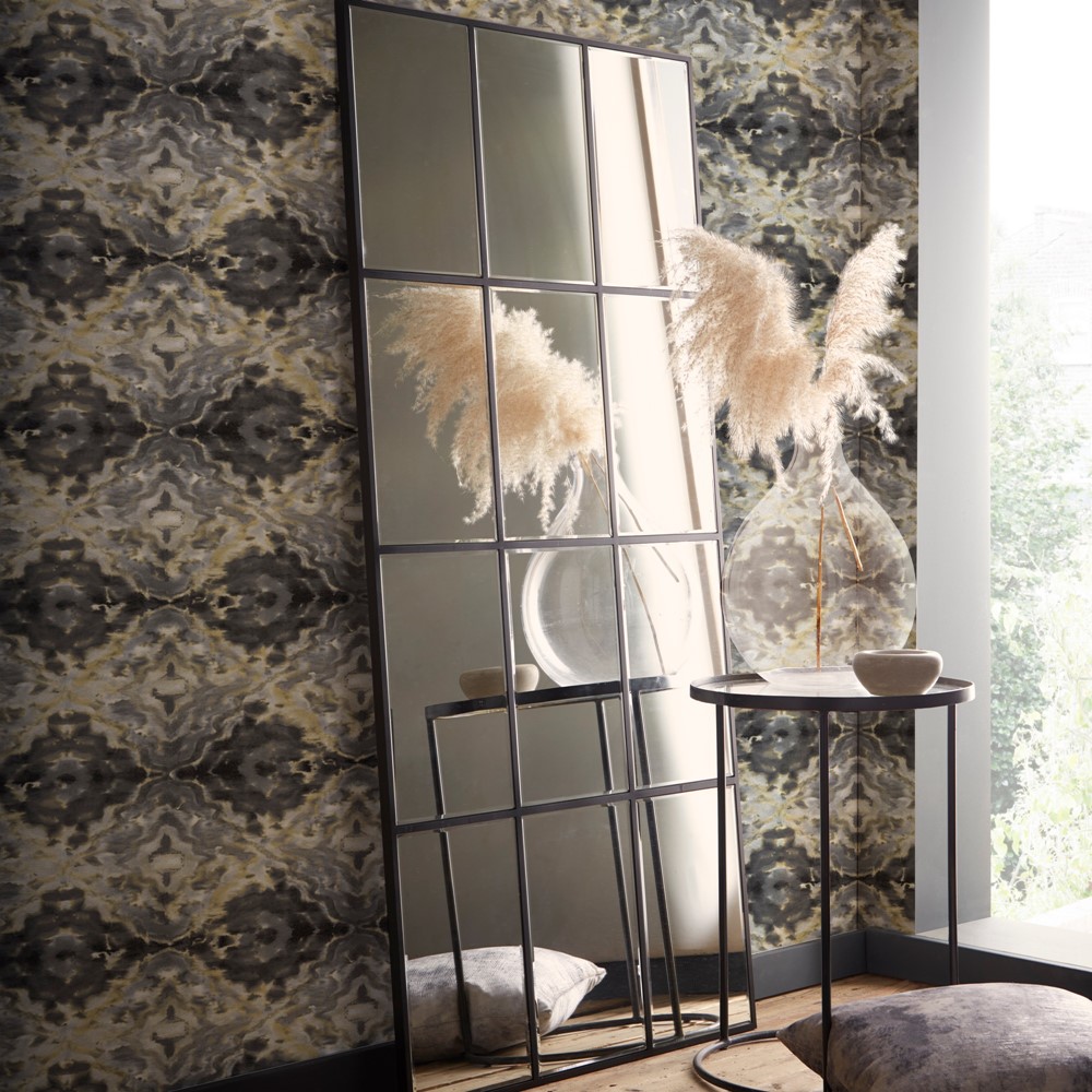 Aqueous Wallpaper W0147 01 by Clarke and Clarke in Charcoal Grey